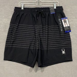 SPYDER Black Swim Shorts Mens Sizes S M L XL 2XL Quick Dry UPF 30+ Boxer Lined